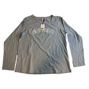 Pepe Jeans London Women's Gray Beaded Logo Long Sleeve Shirt Size 1X READ